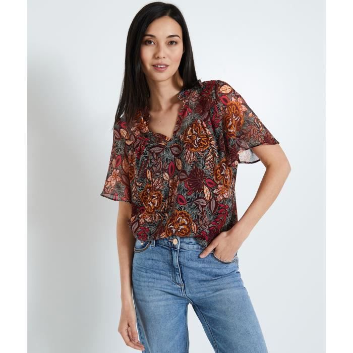 GRAIN DE MALICE Blouse imprimee femme Beige Cdiscount Pret a Porter