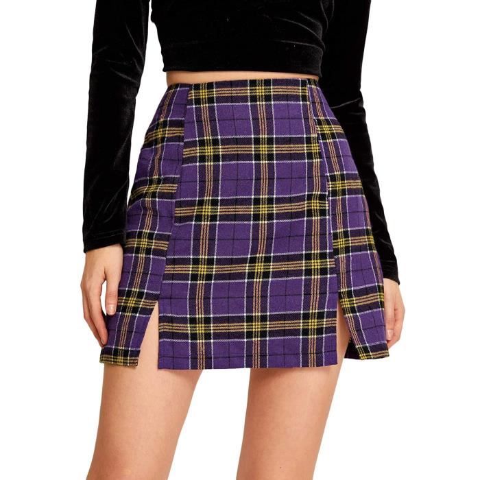 Mini-jupe fendue en Faux cuir pour femme, jupe courte, taille haute,  moulante, ligne a, noir, printemps été / Jupes