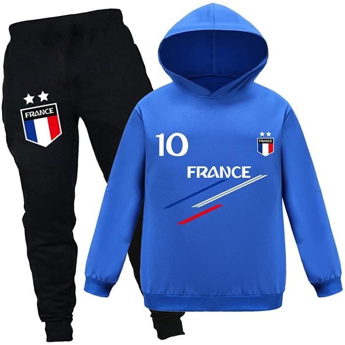 Jogging Enfant De Football France 2 étoiles Sweats à Capuche Survêtements garçon Sweats à Capuche Pantalons de Sport 