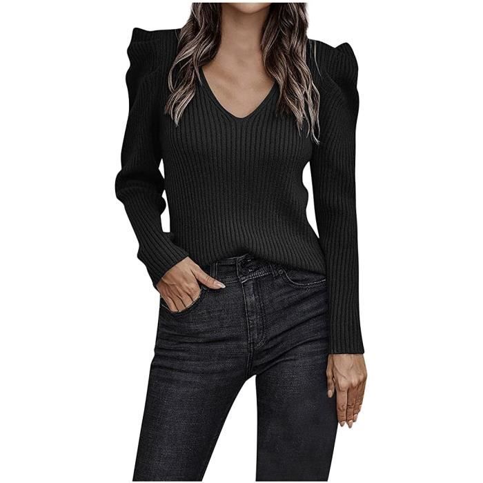 Pull Femme Hiver Col V Manches Longues Chaud Sexy Mode Chic Et