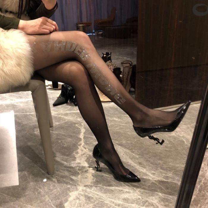 Collant Collants noirs avec lettres Style fin Sexy avec imprim