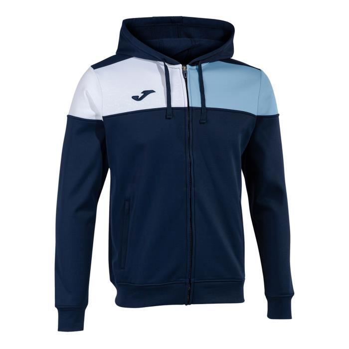 Veste de survêtement - Joma - Crew V - Bleu/blanc - 5/6 ans - Zippée avec capuche