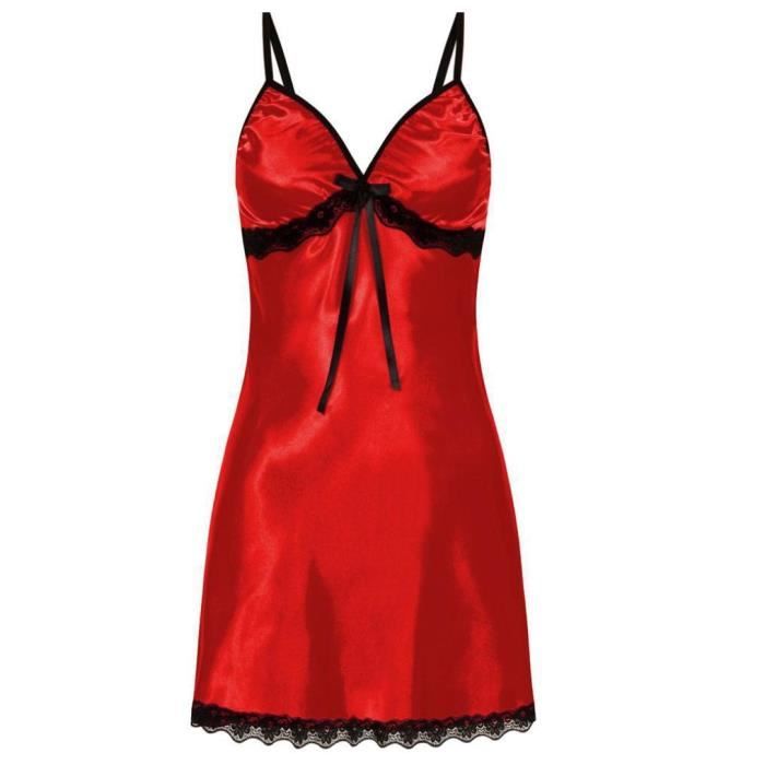 Chemise de nuit rouge satin shop