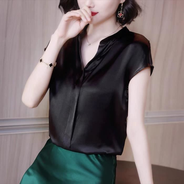 Chemisier satin manches courtes deals