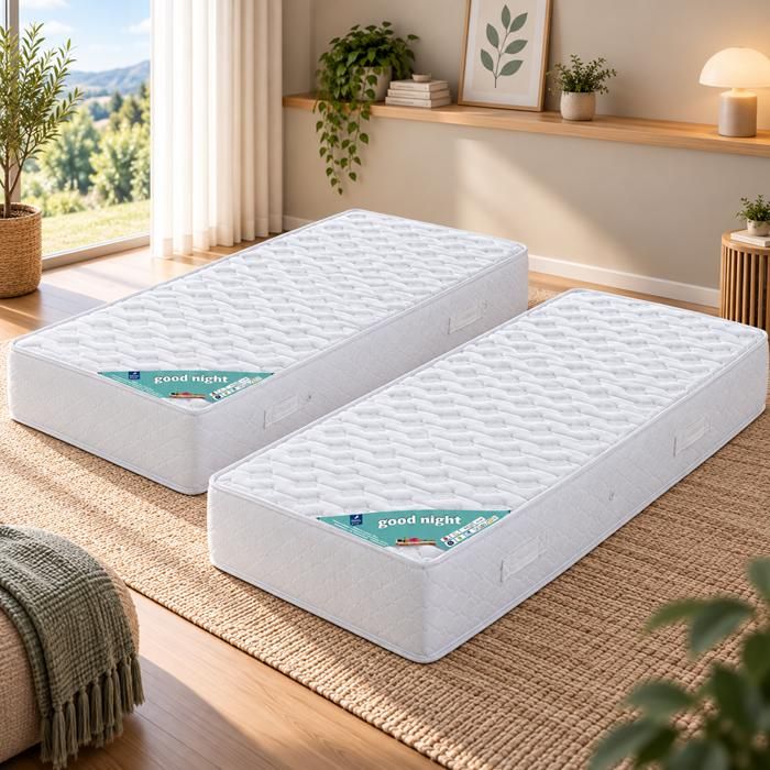 Le lot de 2 Matelas Mousse 80x190 - Hauteur 21 cm - Soutien Ferme - MATELAS GOODNIGHT Le lot de 2 Matelas Mousse 80x190 - Hauteur 21 cm - Soutien Ferme - MATELAS GOODNIGHT