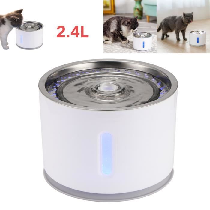 Meilleurs prix pour 2.4L Fontaine À Eau Électrique Pour Chat Chien - Distributeur Eau Silencieuse Arrêt Auto Avec Filtre Remplaçable - Blanc
