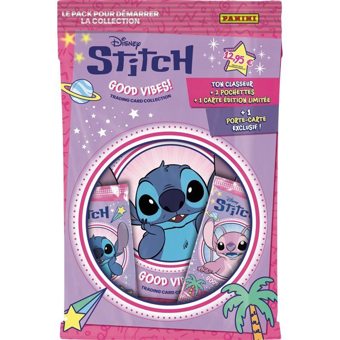 Pack de démarrage cartes PANINI Stitch Classeur 12 cartes Carte Édition Limitée Porte carte avec charm