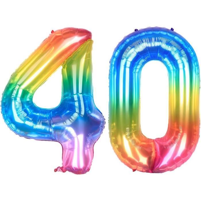 Ballon Anniversaire 40 Ans Couleur Crème, 101 Cm Ballon Chiffre 40