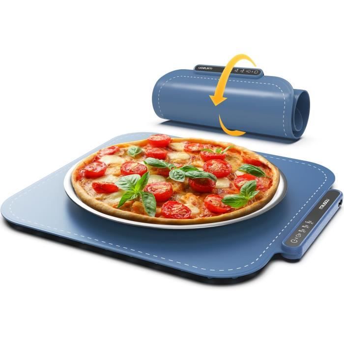 Chauffe-plat électrique Pliable - 60x38 Cm - 9 Températures (40-120°C) - Graphène/silicone - Bleu