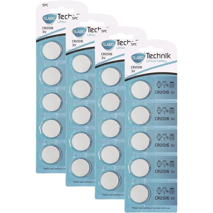 Lot De 5 Piles Bouton CR2016 3V Lithium - Pour Montres, Calculatrices, Télécommandes - Longue Durée De Vie - 11