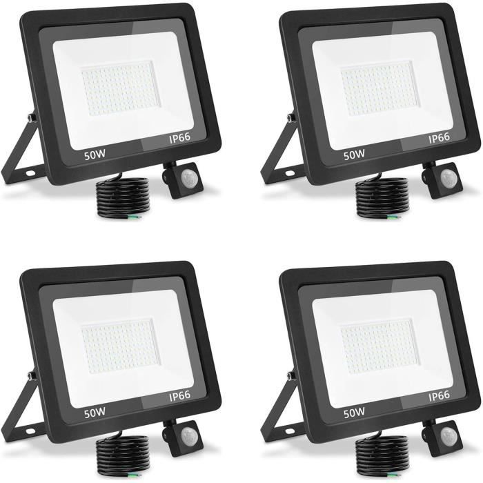 Projecteur LED Extérieur 50W Avec Détecteur De Mouvement - IP67 Étanche, 5000LM Blanc Froid - TOPAUBUB Pour Jardin, Allée, Garage