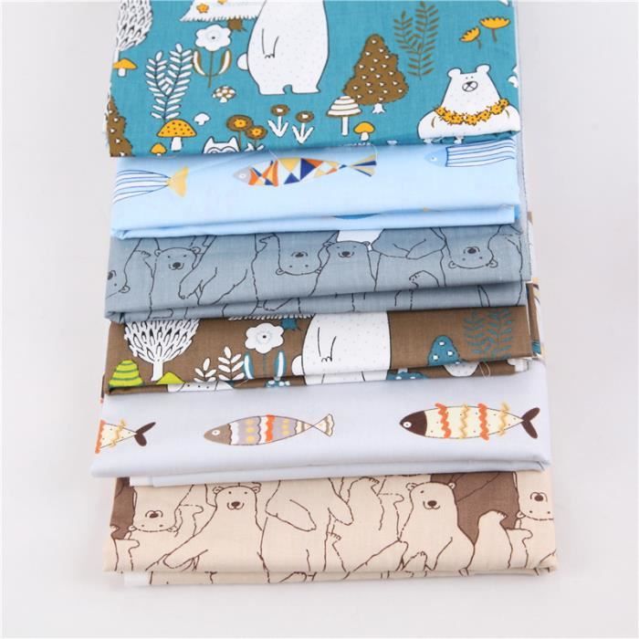 6 Pcs 50 40 Cm Mignon Animal Imprime Tissu Coton Serge Groupe Foret Ours Poissons Petit Floral Tissu Bebe A La Main Diy Patchwork Cdiscount Beaux Arts Et Loisirs Creatifs