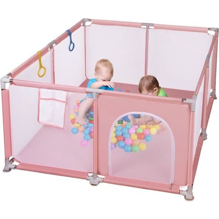 SINBIDE® Parc Bébé Enfant avec 30 ballons océanique, Parc De Jeux Lavable Adapté À L'intérieur Et À L'extérieur ROSE