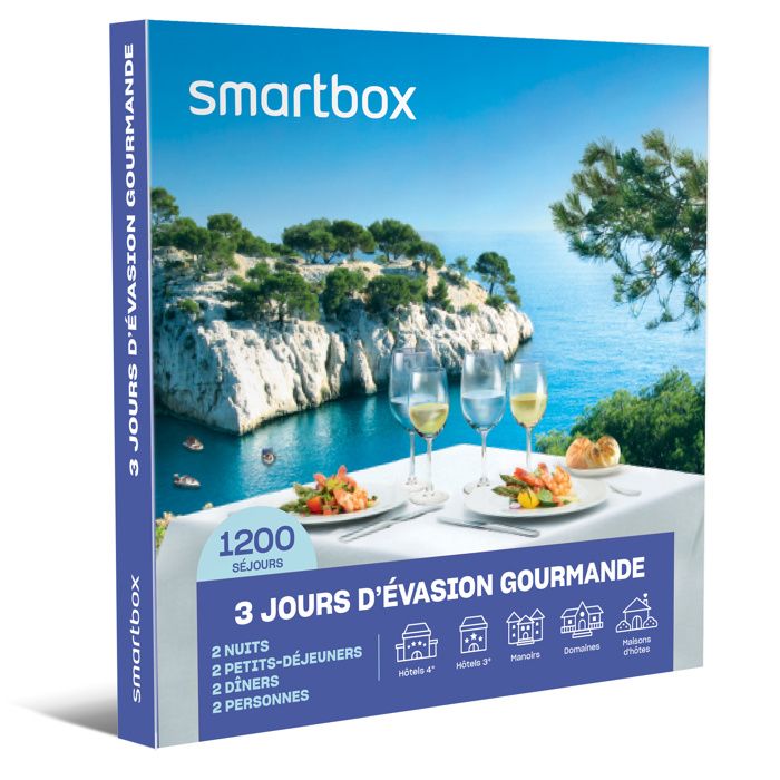 SMARTBOX - Coffret Cadeau - 3 JOURS D'ÉVASION GOURMANDE - 1200 hôtels 3* et 4*, maisons d'hôtes, châteaux, manoirs et domaines