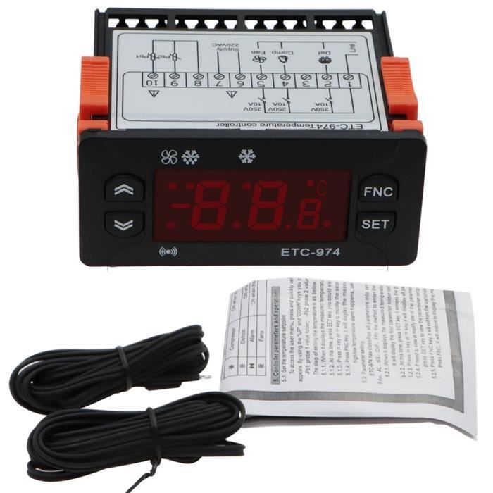 ETC-974 RéGulateur de TempéRature NuméRique Micro-Ordinateur Thermostats le Thermostat Alarme de RéFrigéRation 220 V Capteur NTC