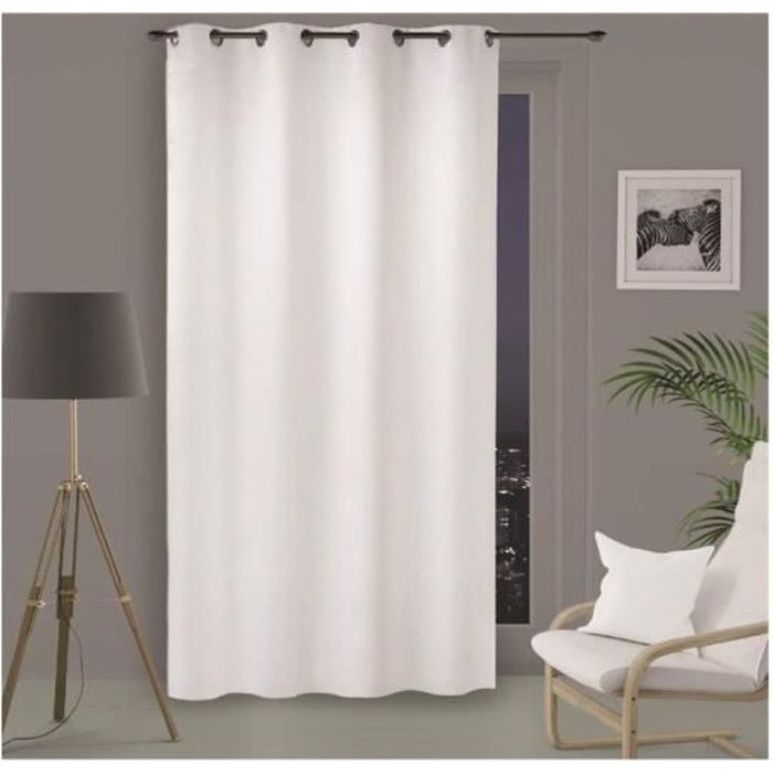 Voilage Translucide Anti-UV 65x135 Cm Avec œillets - Rideau Léger Pour Fenêtre, Chambre, Salon (Blanc)