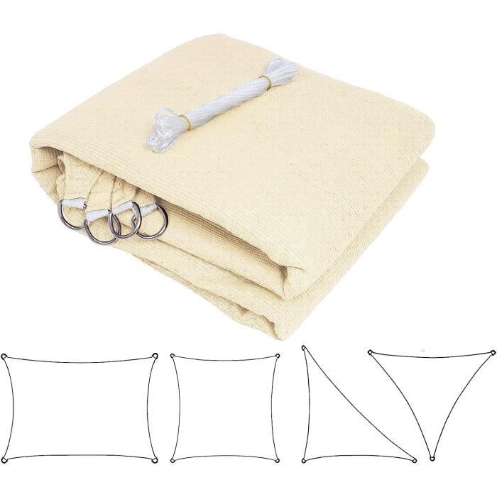 Voile D'ombrage Triangulaire 3x3m - Imperméable, Protection UV - Pour Terrasse, Jardin, Balcon - Couleur Beige - 8