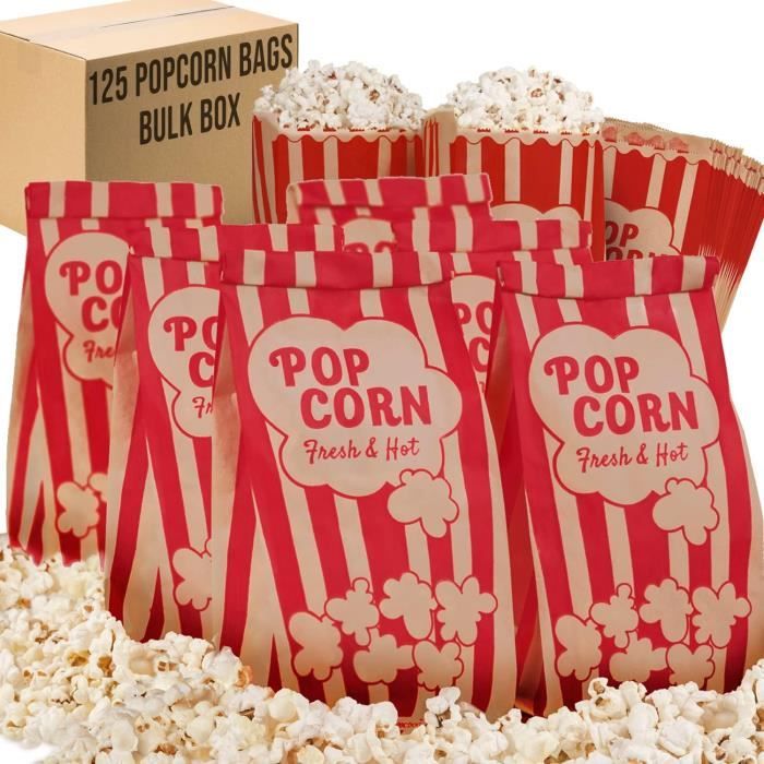 Lot De 48 Boîtes à Pop-Corn Rayées Rouge Et Blanc - Style Rétro Cinéma Américain Pour Fêtes, Anniversaires Et Soirées Cinéma