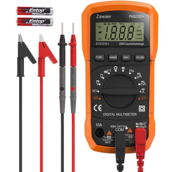 Jeffergarden Multimètre Numérique Intelligent Gamme Automatique 4000 Points NCV Compteur Universel Testeur Multifonctionnel Portable Voltmetre Amperemetre Avec Lampe De Poche Retro Eclaire Tension Ac 87334906