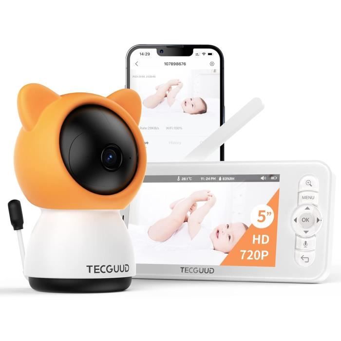 IeGeek Top 2K/5 HD écran Babyphone Caméra Bebe, Baby Phone Vidéo