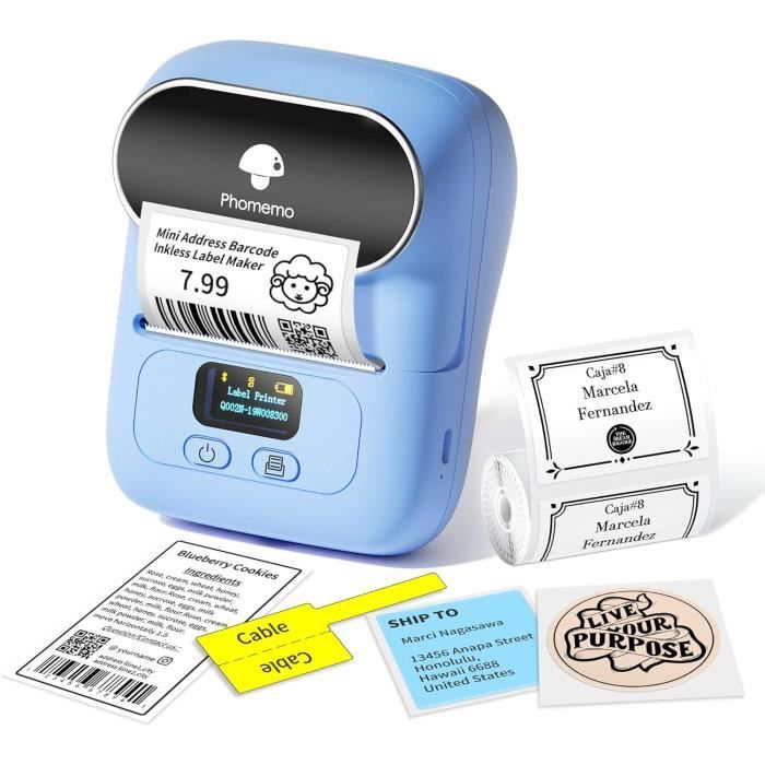 Phomemo M110 Imprimante d'étiqueteuse thermique portable sans fil avec Bluetooth pour code-barres, vêtements, bijoux, vente au détail, adresse compatible avec Android/iOS, avec 1 rouleau d'étiquette Phomemo M110 Imprimante d'étiqueteuse thermique portable sans fil avec Bluetooth pour code-barres, vêtements, bijoux, vente au détail, adresse compatible avec Android/iOS, avec 1 rouleau d'étiquette