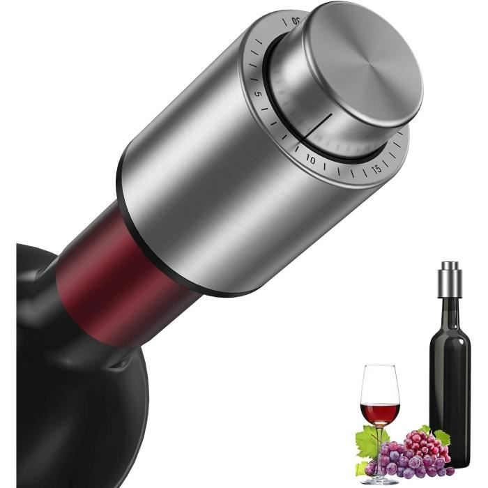Kit Pompe à Vin MSIHEY Avec 4 Bouchons Sous Vide - Pompe à Vide Noire Élégante Pour Conserver Le Vin Frais Plus Longtemps