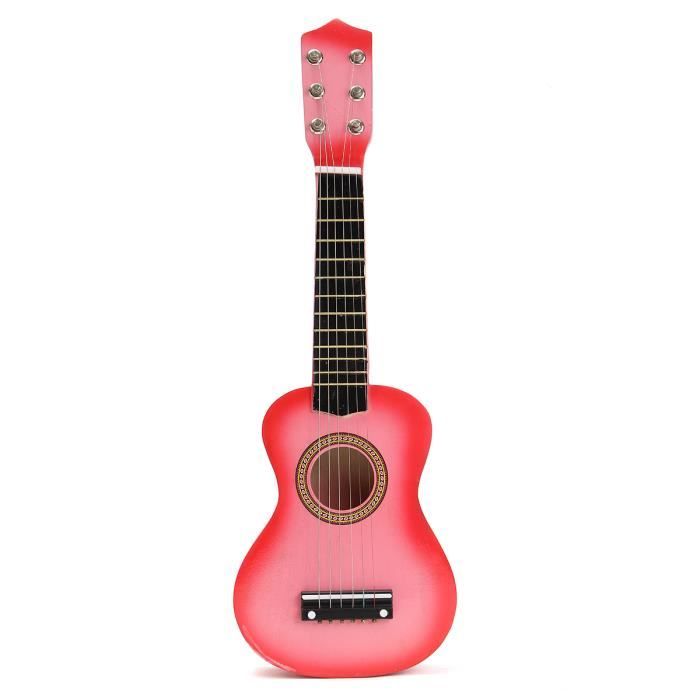 Acheter Guitare acoustique en tilleul de 23 pouces, en bois et rouge, pour enfants débutants, Instrument à 6 cordes