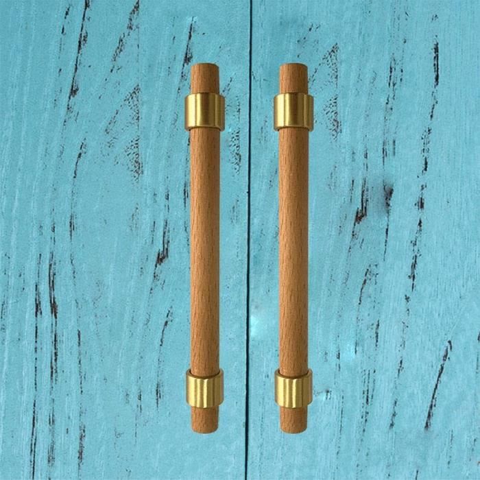 Poignées de Meuble en Laiton Massif et Bois de Hêtre SAMUEL - Style Nordique pour un intérieur Cosy et Design
