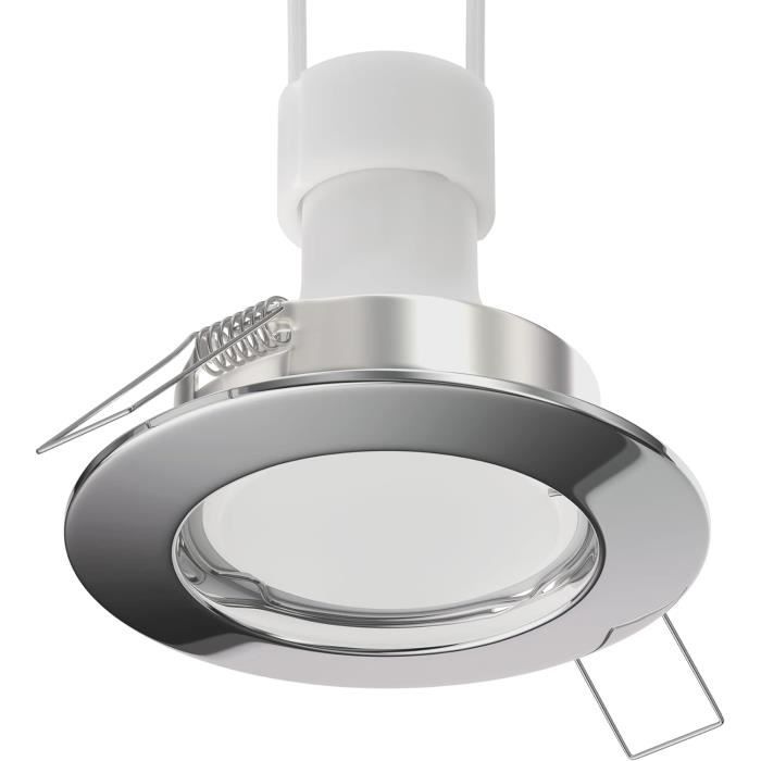 12 Stuks FERE Inbouwspots – Ronde, Chroom Plafondspots Voor GU10 Lampen, Geschikt Voor Gips- En Houten Plafonds