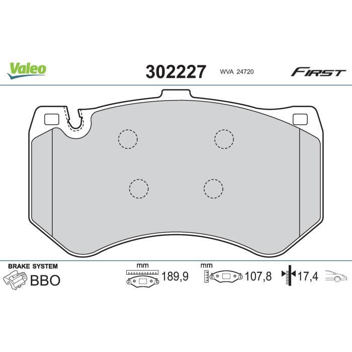 Plaquette de frein gamme first Mercedes class cls 02.13> - VALEO - 302227