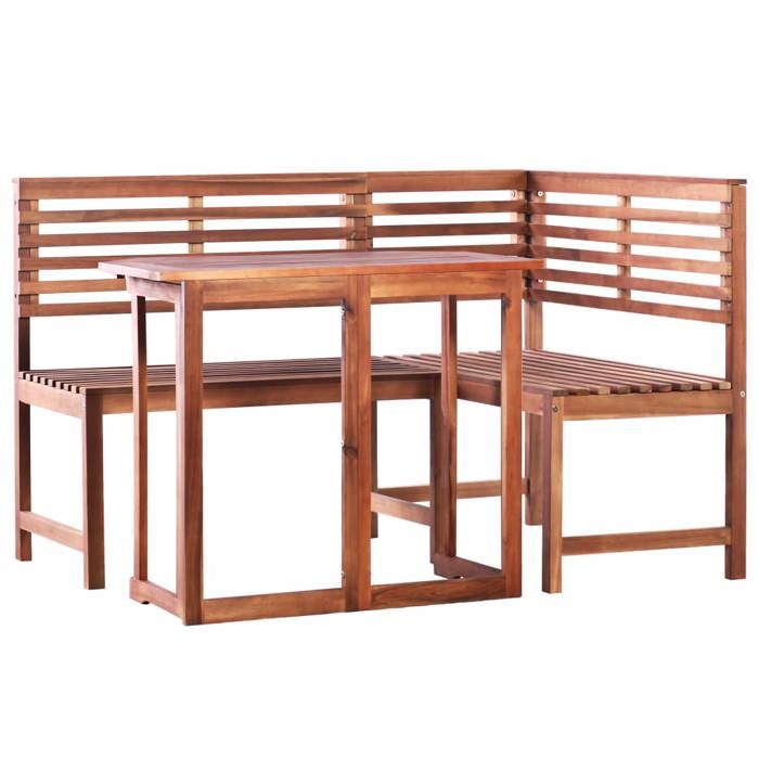 vidaXL Mobilier de bistro 2 pcs Bois d'acacia massif - vue 2