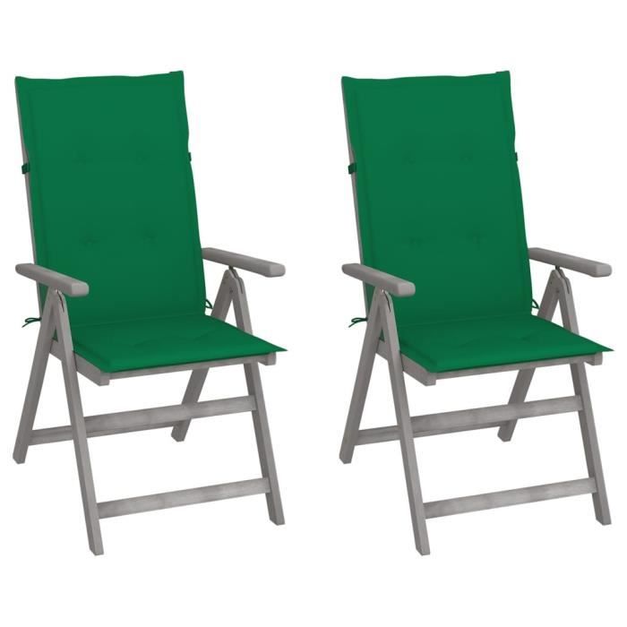VIDAXL Chaises inclinables de jardin avec coussins Bois d'acacia - vue 6