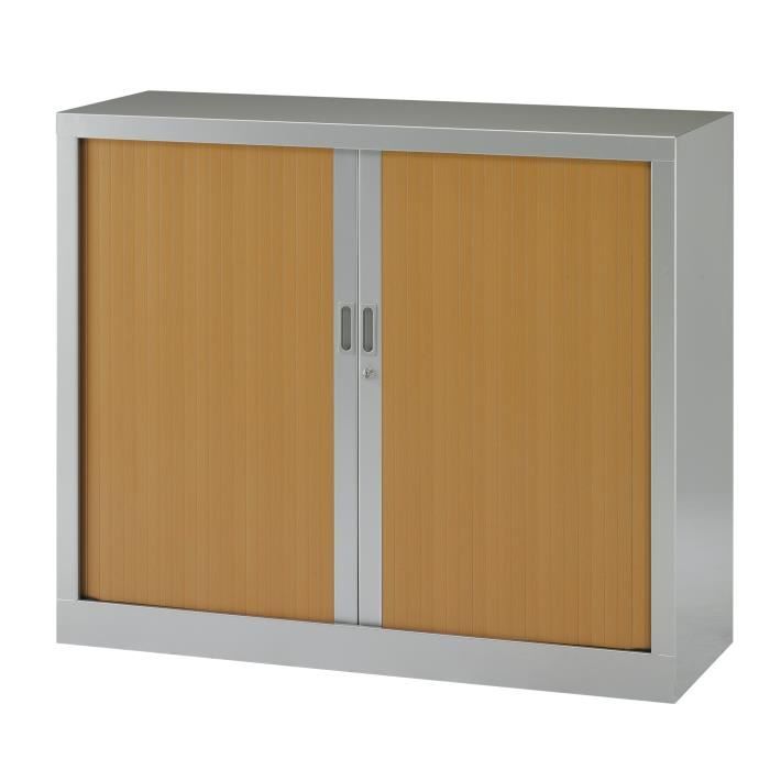armoire basse à rideaux monoblocs generic 100 x 120 cm alu- merisier