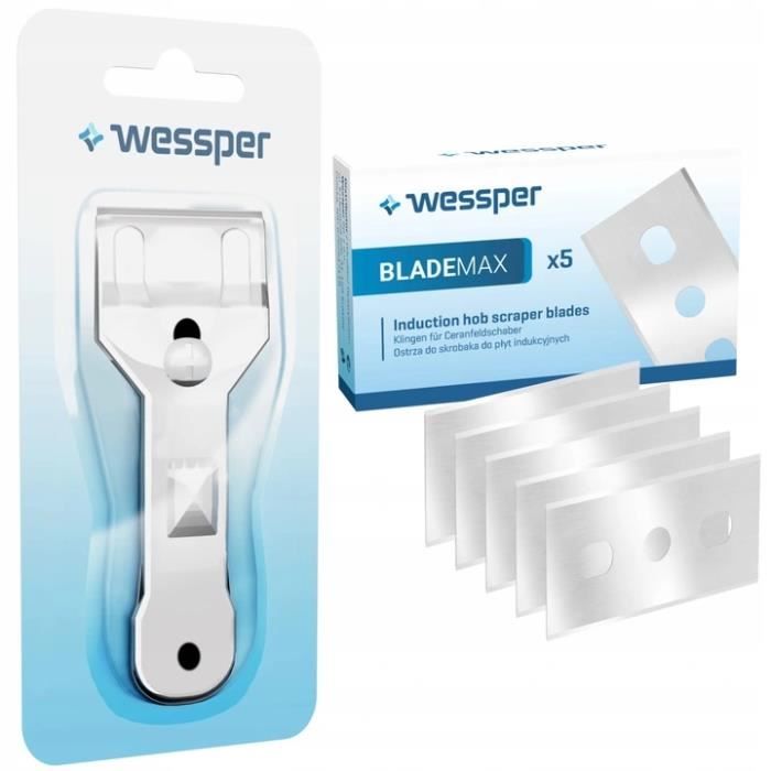 Grattoir pour plaques à induction et vitrocéramiques Wessper Scrape Max et 5 lames remplaçables