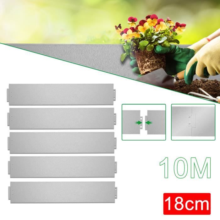 Bordure de jardin en métal galvanisé flexible XMTECH 100x18cm 10m