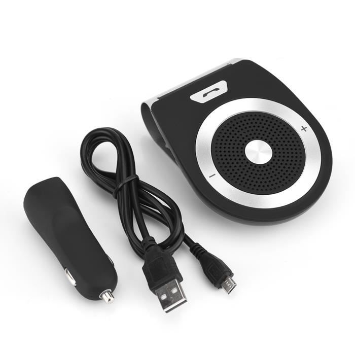 Kit Main Libre Voiture Bluetooth 5.0 avec Clip, Emplacement pour Carte TF, Microphone Intégré, Prise en Charge de Siri et Google Assistant, pour la Musique, Le GPS et Les Appels
