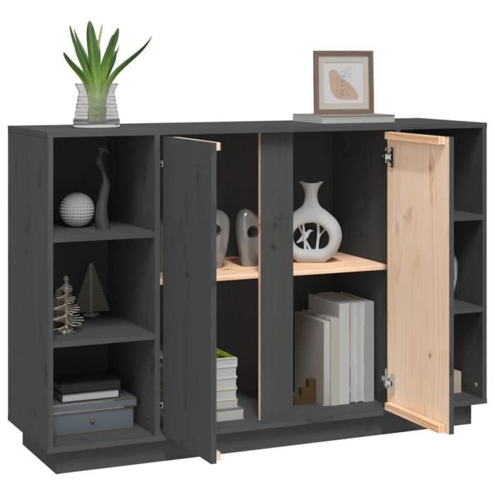 Buffet gris 120x35x80 cm bois massif de pin Buffet gris 120x35x80 cm bois massif de pin