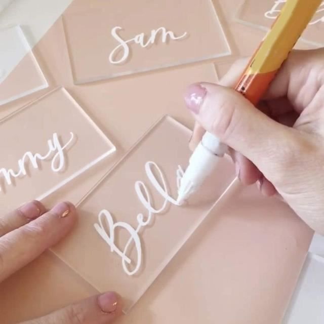 Lot De 40 Marque-places En Acrylique Hexagonaux Transparents 8 Cm | Cartes De Siège Vierges DIY Pour Mariage, Fête - 9