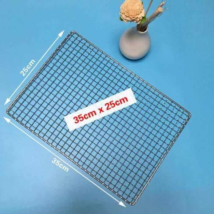 Grille De Barbecue + Poignées, Rectangulaire, Acier Inoxydable, 67 X 40cm