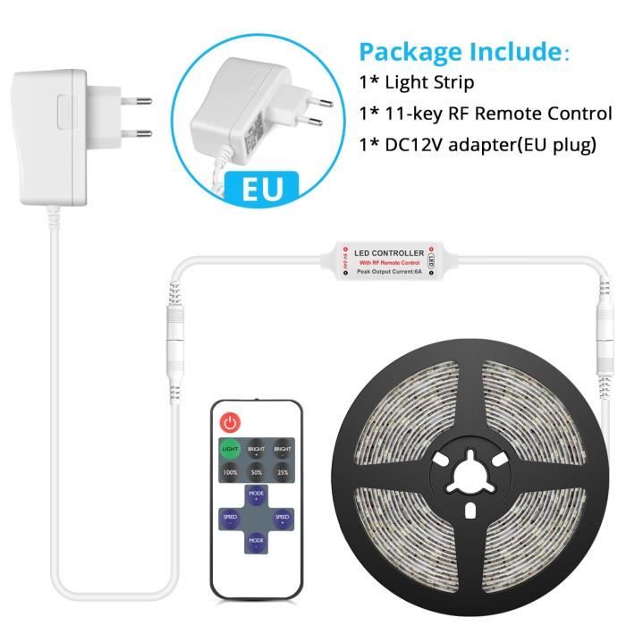 Bande LED WS2812B, USB 5V RGB Néon Bande Lumineuse LED, 7X13MM 33 LEDs/m Couleur IP67 étanche LED Ruban Avec USB 24 clé IR Bluetooth Music Contrôleur Pour Décoration intérieure extérieure