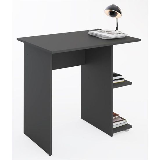 en m/élamin/é Gris Mat et Blanc Bureau Informatique Table dordinateur avec Rangement Ouvert 2 tablettes lat/érales IDIMEX Bureau pour Enfant ou Adulte Nova