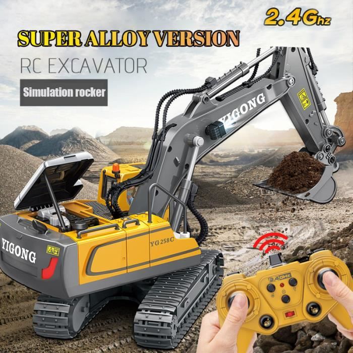 Jouet RC Chantier Construction DeAO 8 Canaux Pelleteuse Télécommandée,2.4Ghz Rc Pelleteuse Avec