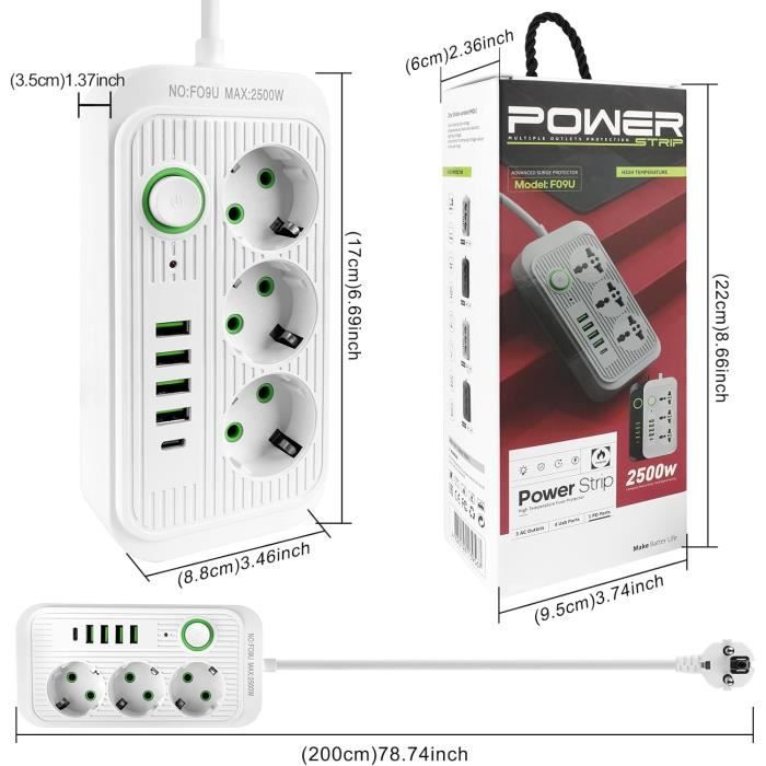 Usb Multi Distribution Multiprise Avec Usb, Multiprise 3 Prises Avec 4 Prises De Distribution ...