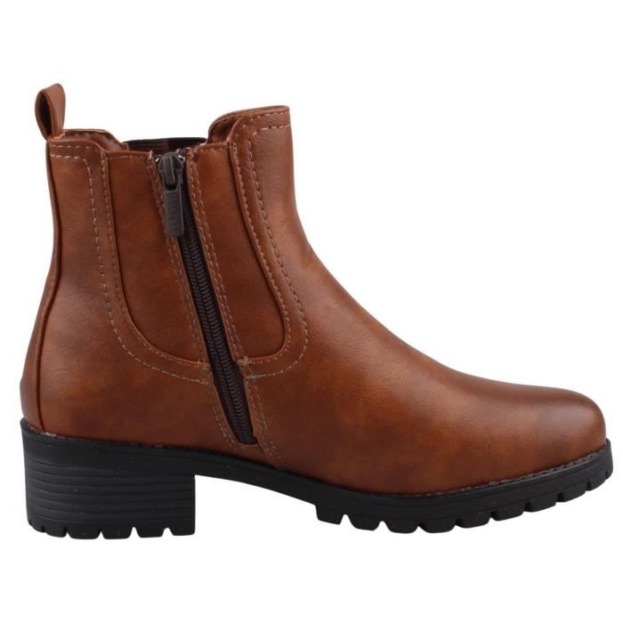 Bottines montantes Mustang Femme Marron Similicuir Fermeture Zip Doublure Chaude