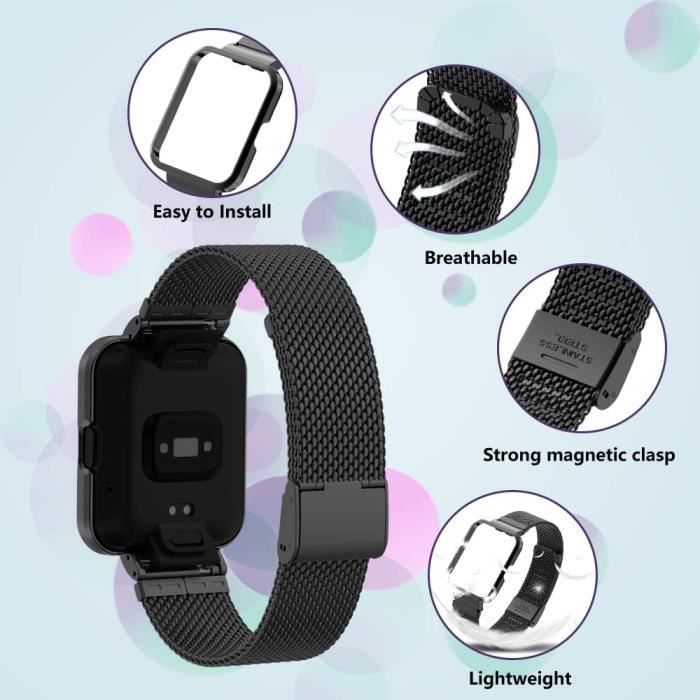 Bracelet Magnétique Métallique Pour Xiaomi Mi Band 9/8 – Acier Inoxydable, Maille, Fermoir Aimanté – Convient Aux Poignets 140-215 Mm