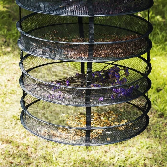 MARURY Filet De Séchage Suspendu 3 Couches Avec Fermetures à Glissière - Pliable Pour Herbes, Fruits, Légumes, Plantes Et Viande