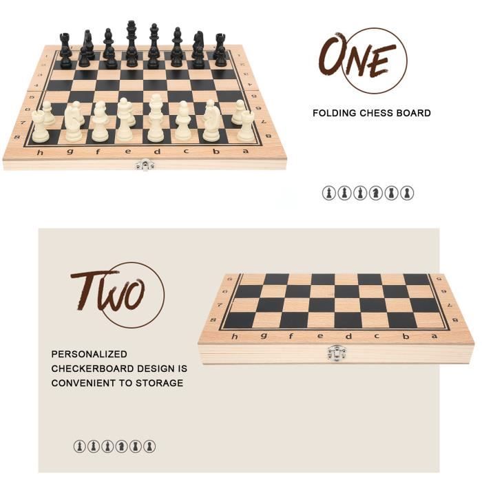 Acheter Jeu d'échecs international Backgammon dames jeu d'échecs en bois échiquier pliant jeux d'échecs