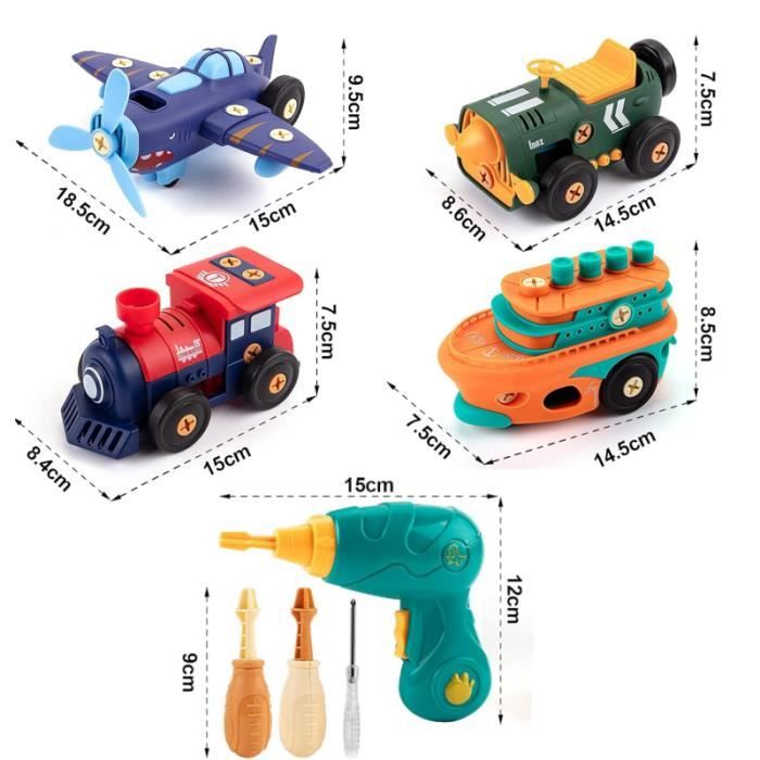 Jesustree – Lot De 4 Véhicules De Construction à Friction – Tracteur, Bulldozer, Bétonnière, Benne – Sans Pile – Jouet éducatif 1-3 Ans