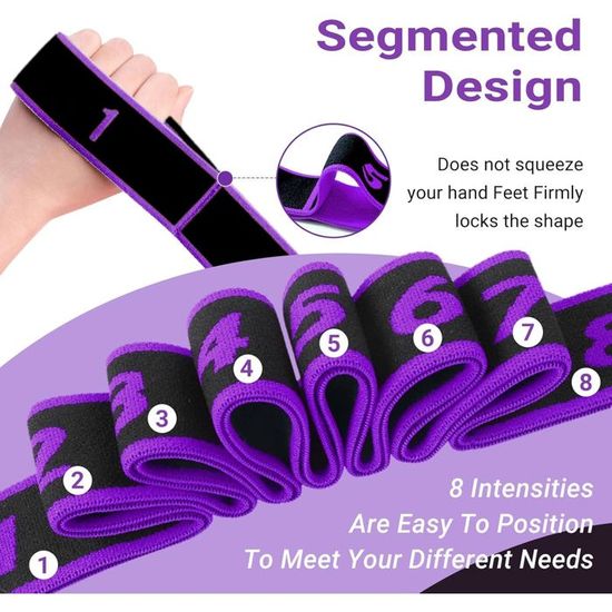 Sangle élastique De Musculation Quelcc – 8 Niveaux De Résistance, 85 X 4 Cm, En Coton/latex, Pour Yoga, Pilates