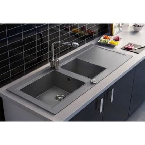 Carea Evier A Encastrer Omega 2 Cuves Couleur Gris Beton Achat Vente Evier De Cuisine Evier A Encastrer Omega 2 Cdiscount